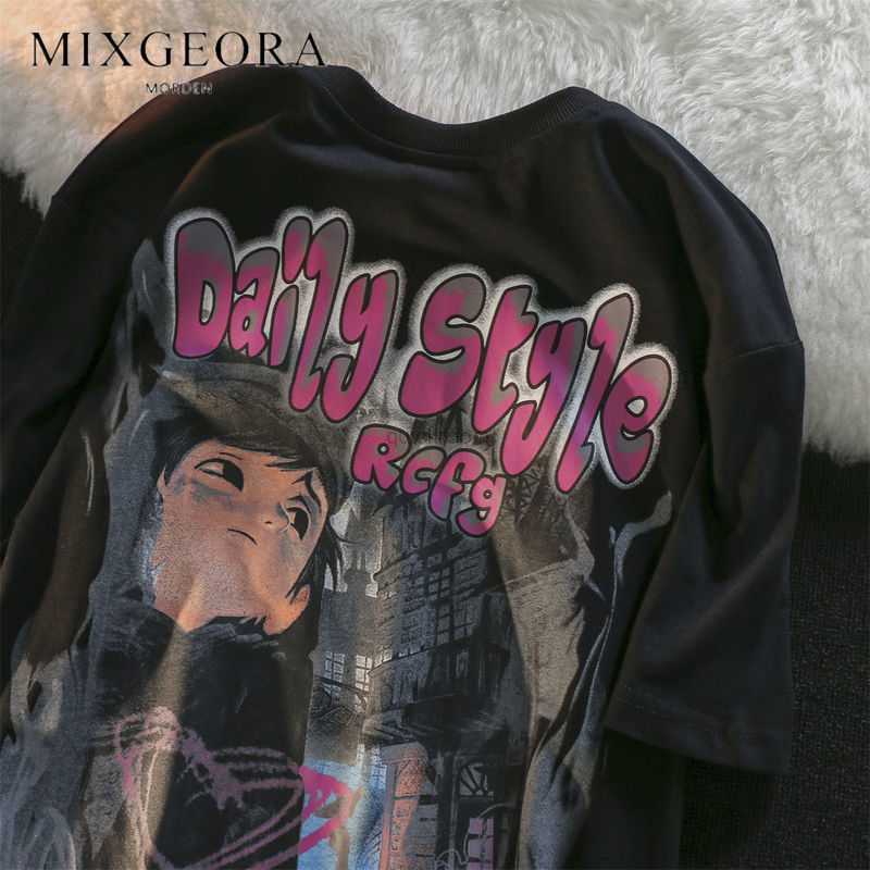 

Designer Fashion Clothing Hip hop Tees Rock Tshirts Mix Geora 100% Cotton 260g American High Street Cartoon Fan Short Sleeve T-shirt Ins Printed Hip Hop Couple, White 260g heavy weight cotton