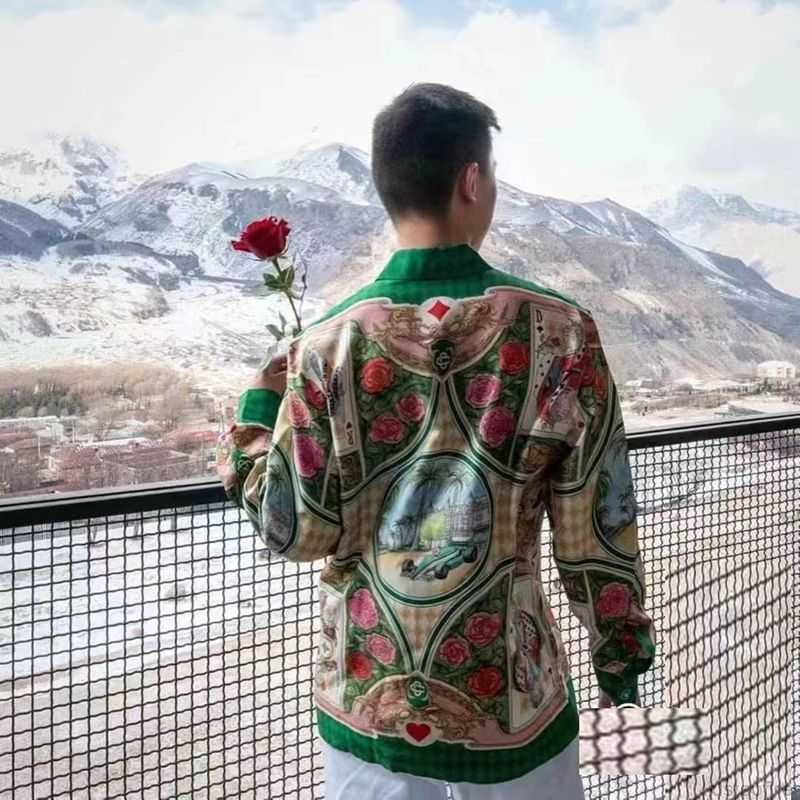 

Casa Designer Fashion Clothing Shirts Tracksuits Dropped Satin Casablanca Style Shirt Poker King Loose Men's Women's Versatile Fashion Brand Long Sleeve Shirt, Shipping fee