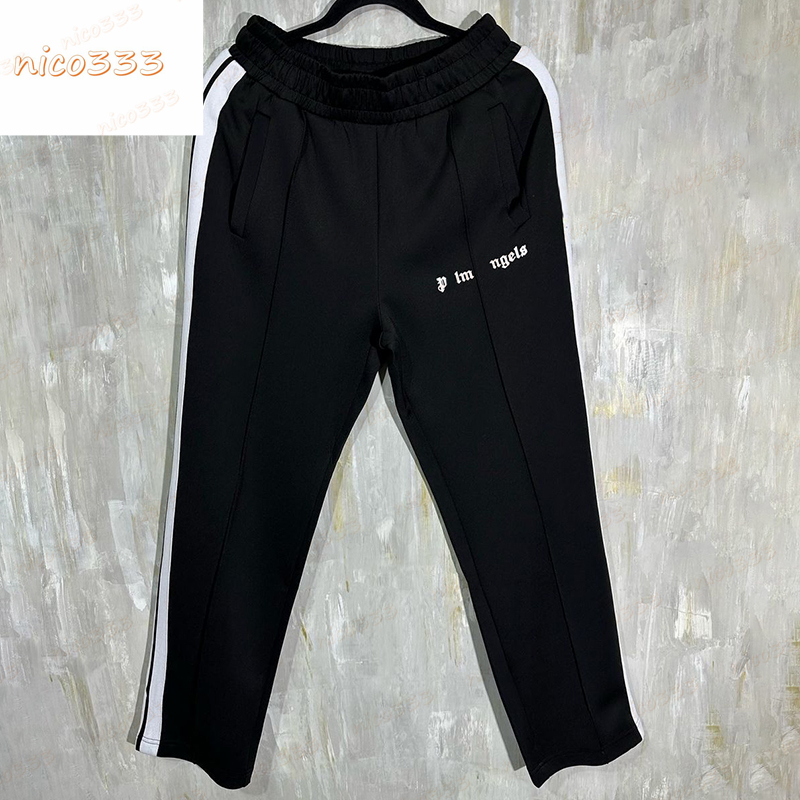 23ss New pants side stripes splicing collision color loose leg zipper hundred casual pants for men and women-image-760247442
