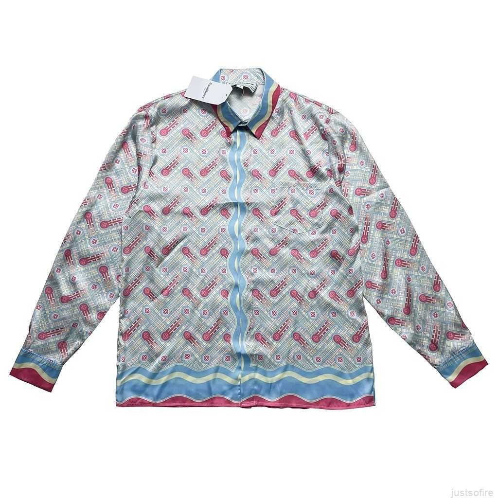 

Casa Designer Fashion Clothing Shirts Tracksuits High Quality Casablanca Embossed Gradient Printed Men's Women's Loose Versatile Silk Long Sleeved Shirt Shorts, Shipping fee
