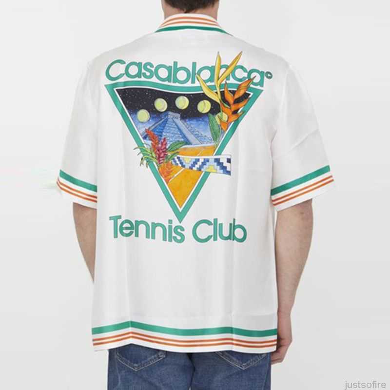 

Casa Designer Fashion Clothing Shirts Tracksuits Correct Version of Ice 23sscasablanca Style Tennis Court Night Sky Trendy Men's Women's Loose Short Sleeves, Shipping fee