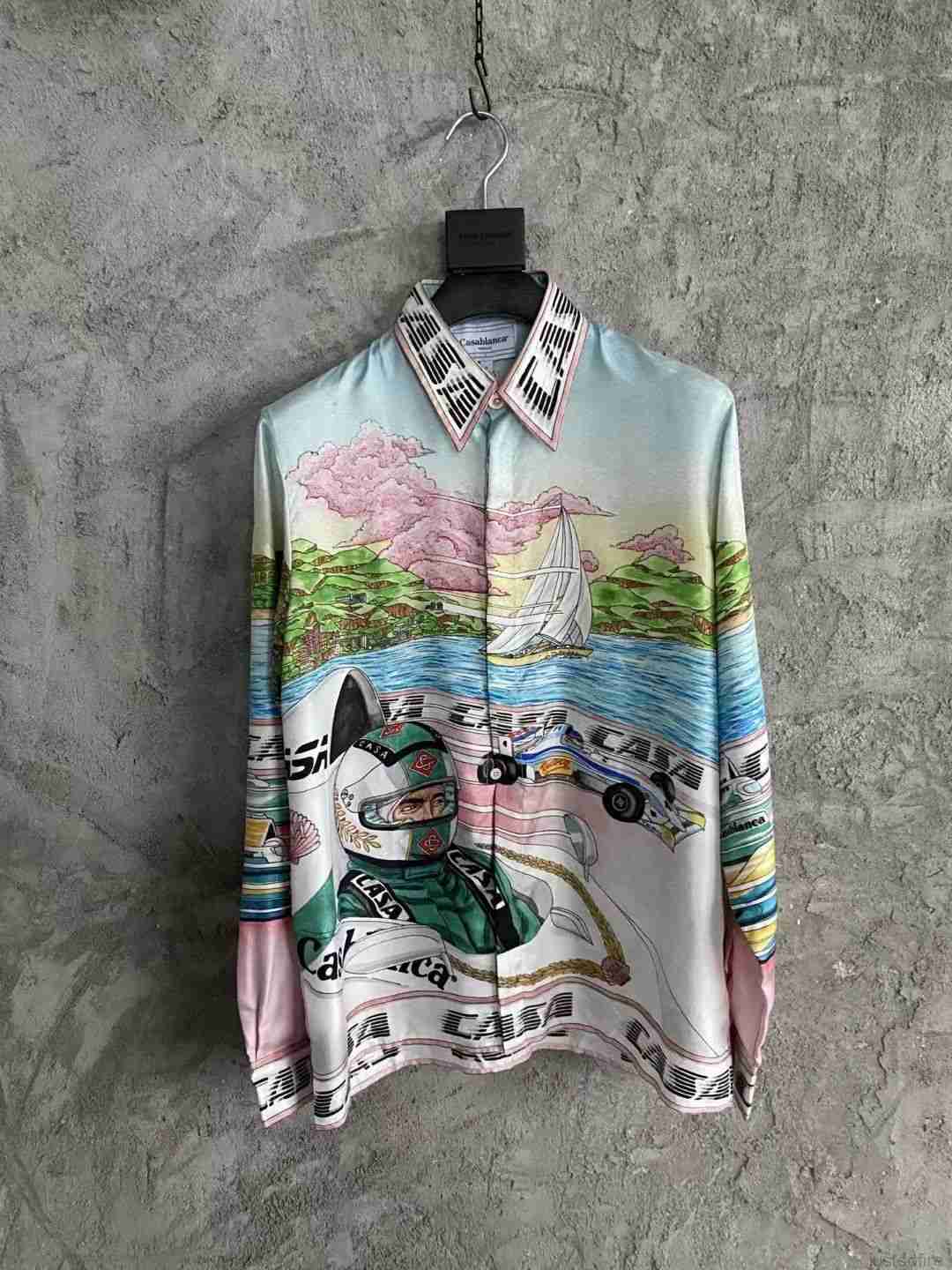 

Casa Designer Fashion Clothing Shirts Tracksuits Casablanca Snow Mountain Sunrise Pattern Printed Silk Unisex Western Style Flower Holiday Long Sleeve Shirt, Shipping fee