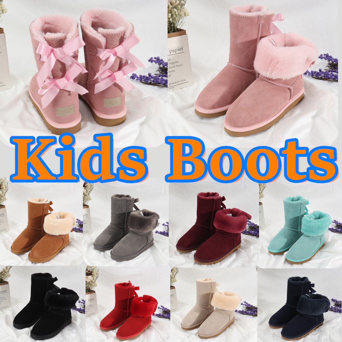 Boots de neige Chaussures pour enfants Boot chaude Botte de garçons garçons jeunes Bottes d'hiver Australian Kid Designer Boot Enfants Chaussures