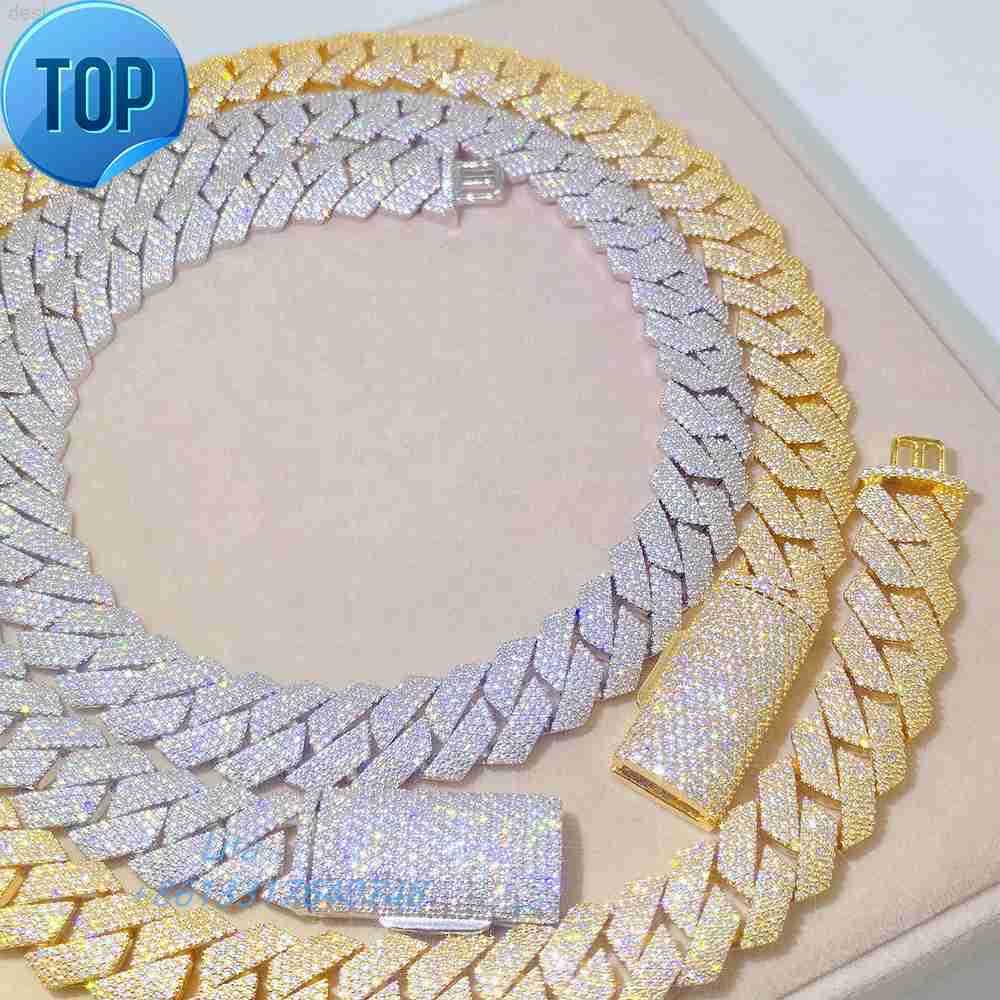 Pendant Necklaces Hot Selling 925 Sterling Silver Hip Hop Jewelry Pass Diamond Tester 15mm 18mm 20mm Miami Moissanite Cuban Link Chain-image-888165284