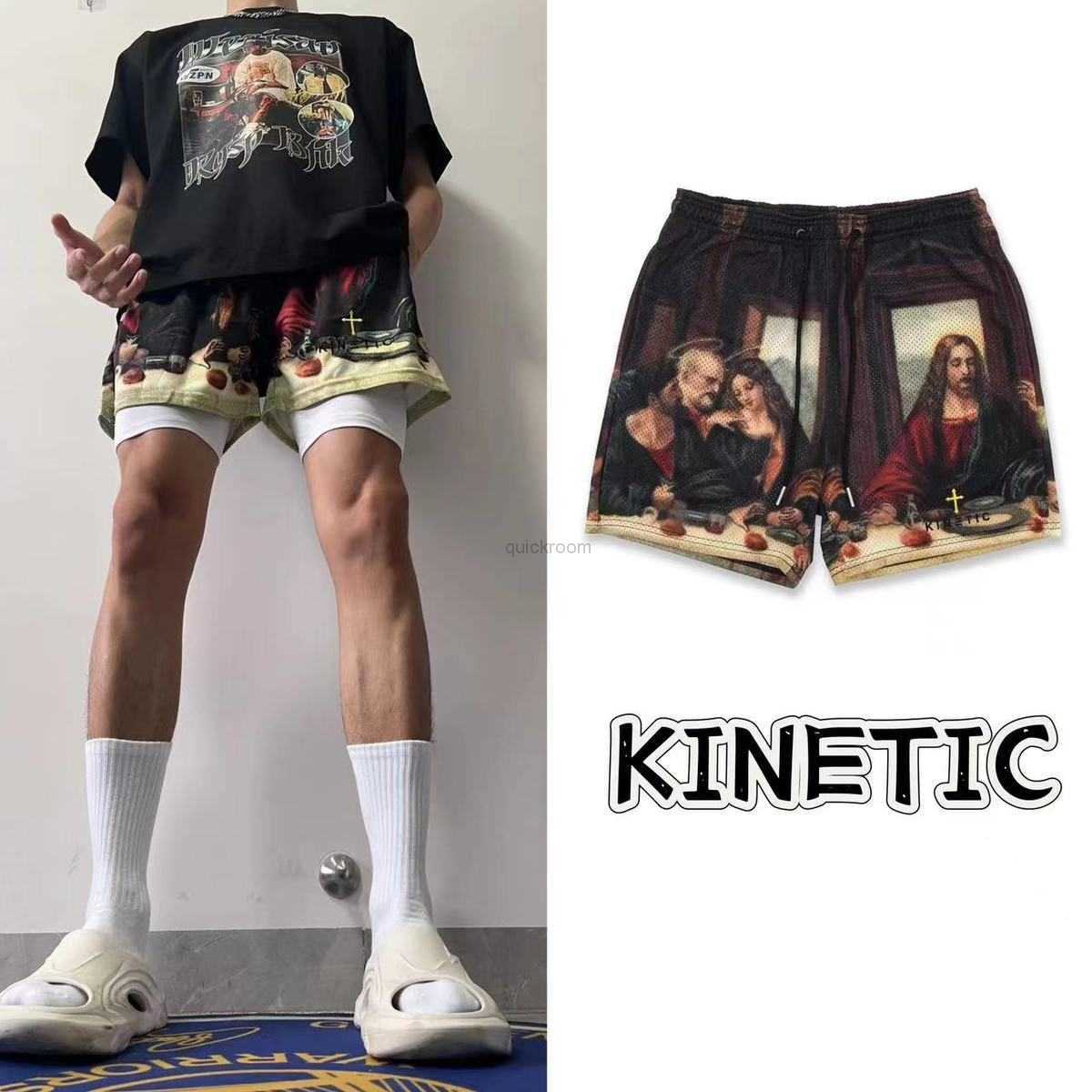 

Designer Short Fashion Casual Clothing Kinetic Embroidered Cross American Fashion Brand Sports Basketball Quarters Shorts Loose and Quick Drying Trend Mens Summe, Z37 main design fake two pieces