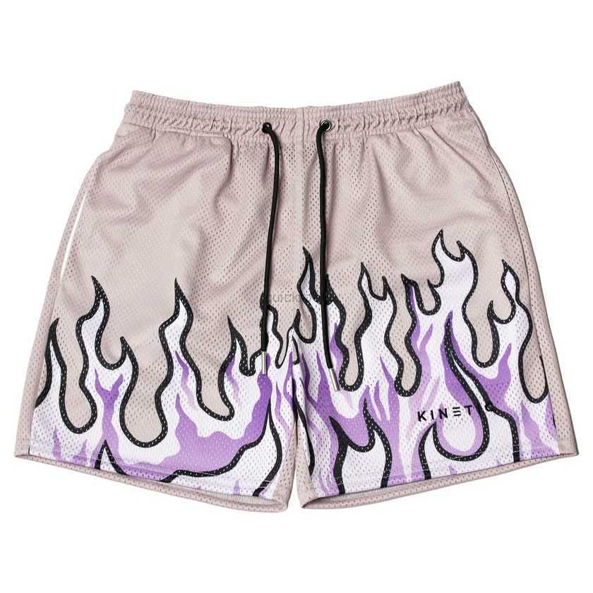 

Designer Short Fashion Casual Clothing Kinetic Embroidered American Fashion Brand Co Branded Flame Shorts Basketball Running Fitness Sports Quick Drying Shorts M, Purple