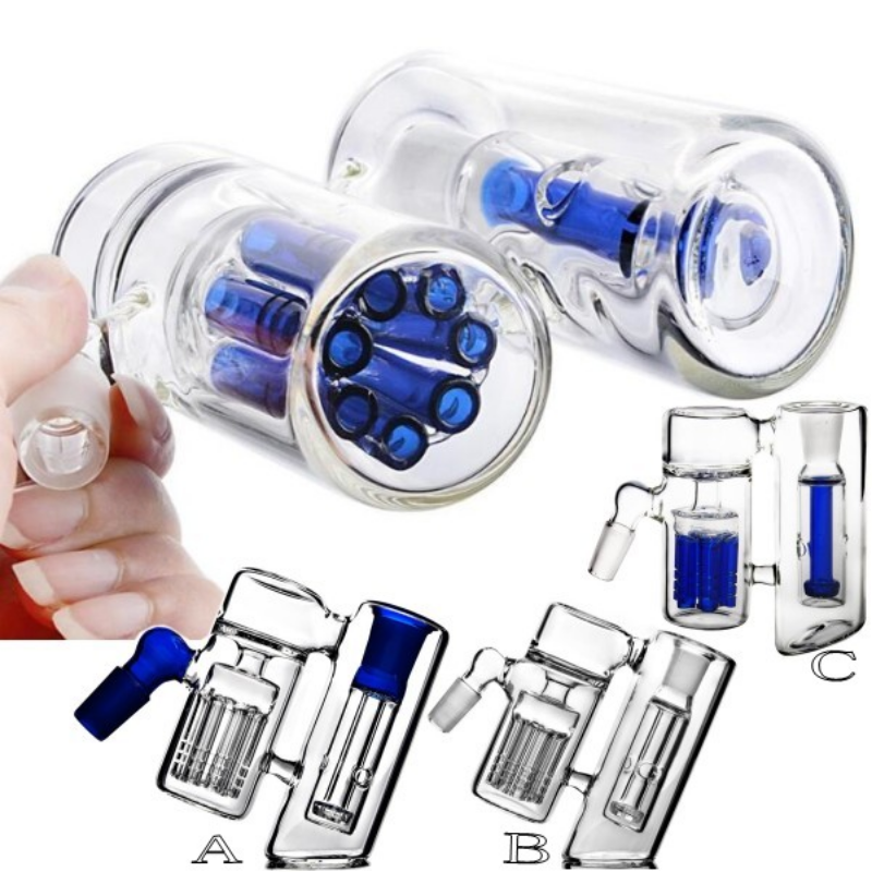 45 degree Double Chamber hookahs Ashcatcher armtree holes perc for Glass bongs Glass bubbler Ash Catcher 18mm joint-image-761854338