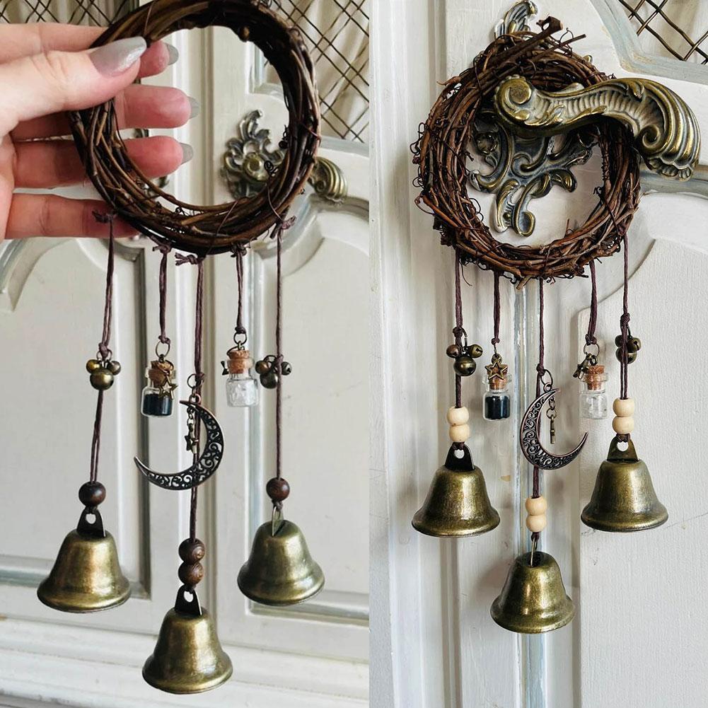 Garden Decorations Witch Bells Protection Door Hangers Wind Chimes Wreath Handmade Hanging Wiccan Magic for Home 230721 M260328-image-1099407036