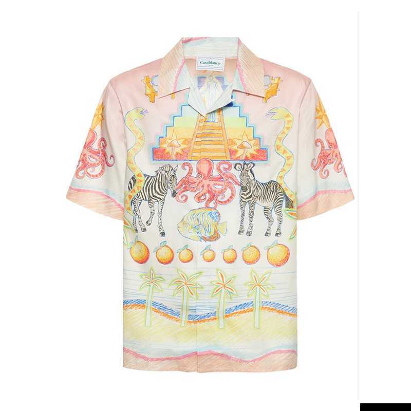 

Casa Designer Fashion Clothing Shirts Tracksuits Casablanca 23ss Meditation World Unisex Couple Hawaiian Unisex Short Sleeve Shirt, Shipping fee