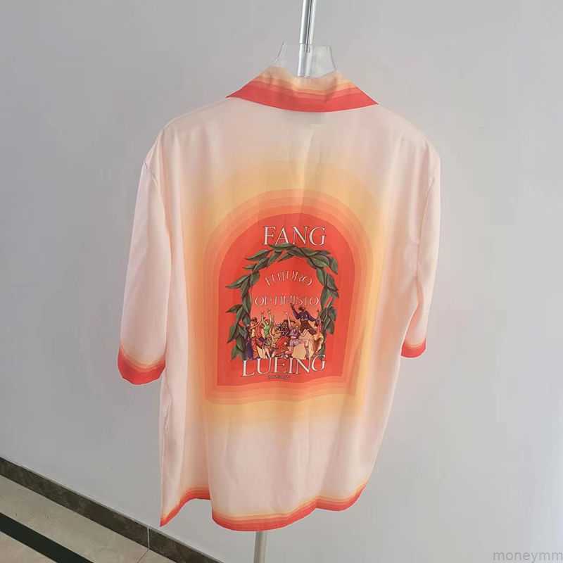 

Casa Designer Fashion Clothing Shirts Tracksuits the Correct Version of Ice 23sscasablanca Style Orange Ball Trendy Men's Women's Loose Short Sleeves, Shipping fee