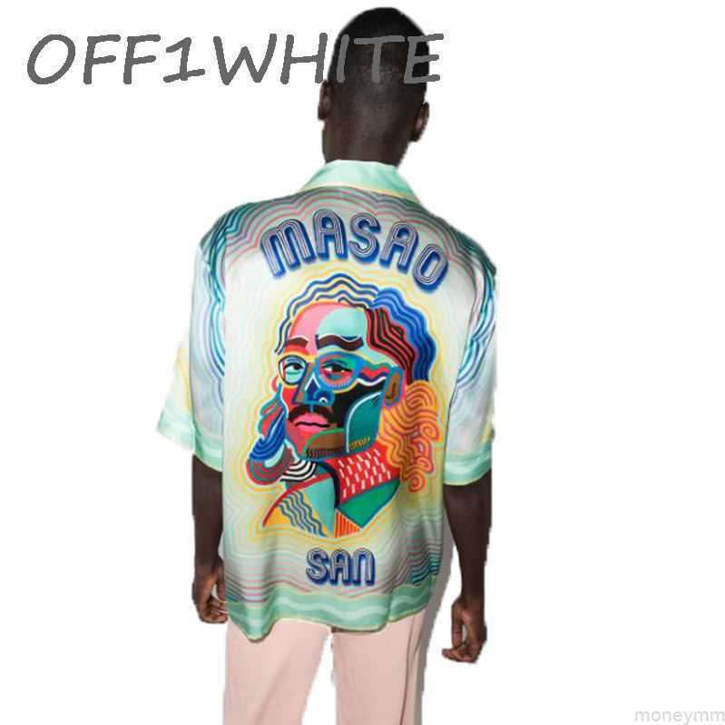 

Casa Designer Fashion Clothing Shirts Tracksuits Corporate Casablanca 7-color Gradient Summer Print Avatar Print Unisex Loose Silk Shirt, Shipping fee