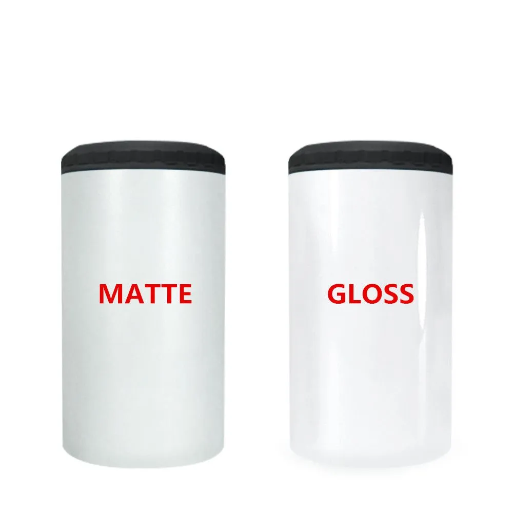sublimation matte 4 in 1 cooler tumbler with 2 lids 16oz blank can cooler white Stainless Steel straight tumbler