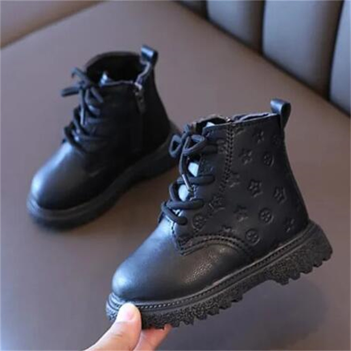 Fashion Luxury Designer Kids Martin Boots Girls British Style Child Toddler Girl Combat Boots Warm Waterproof Boys High Boots