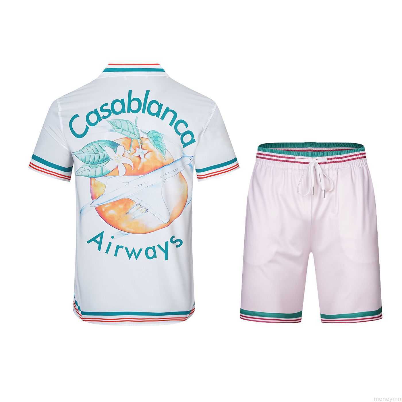 

Casa Designer Fashion Clothing Shirts Tracksuits Fashionable Casablanca New Aircraft Printed Short Sleeve Shirt Set for Men Women in Summer, Shipping fee