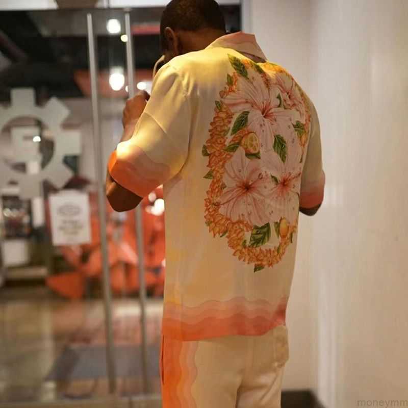 

Casa Designer Fashion Clothing Shirts Tracksuits Dropped Satin Casablanca Style Shirt Pink Flower Loose Fit Men's Women's Versatile Fashion Brand Short Sleeve Shirt, Shipping fee