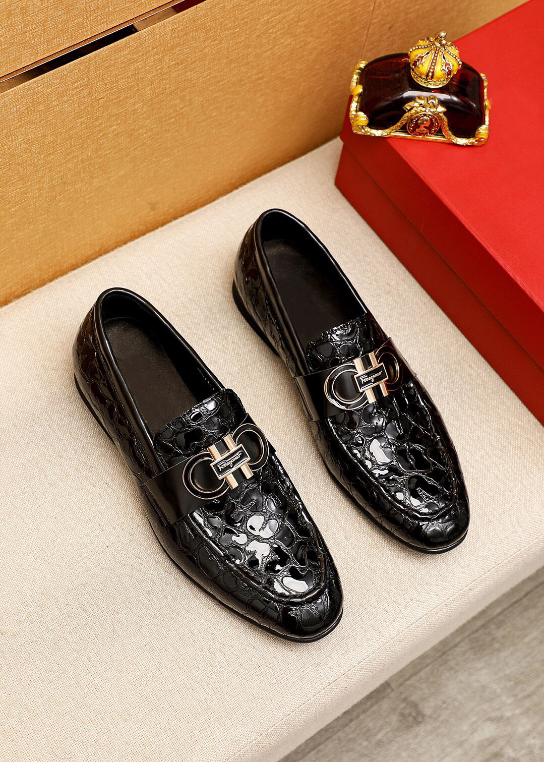 2023 Mens Dress Shoes Designer Fashion Brand Snakeskin Flats Mens Business Office Work Formal Party Wedding Oxfords Size 38-45-image-888612650