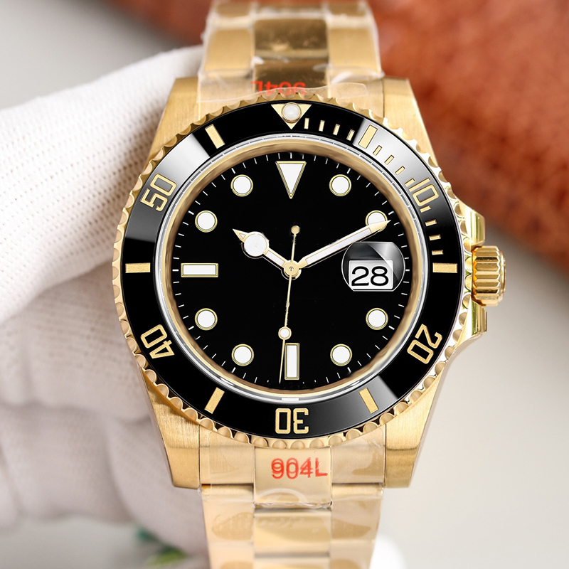 Men's Watch 40mm automatic mechanical Wristwatches luminous stainless steel case golden dial sapphire mirror luxury Montre De Luxe watches-image-769857653