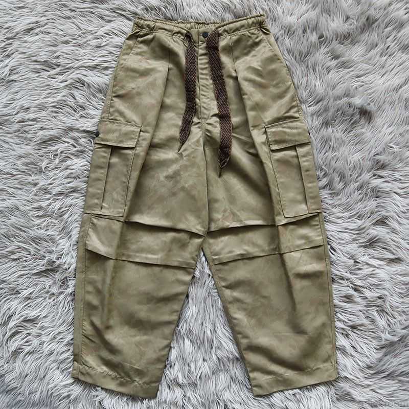 

Designer Fashion Clothing Mens Pants Kapital Kountry Hirata and Hongjun Green Camouflage Pleated Overalls Elastic Drawstring Casual Pants, Army green
