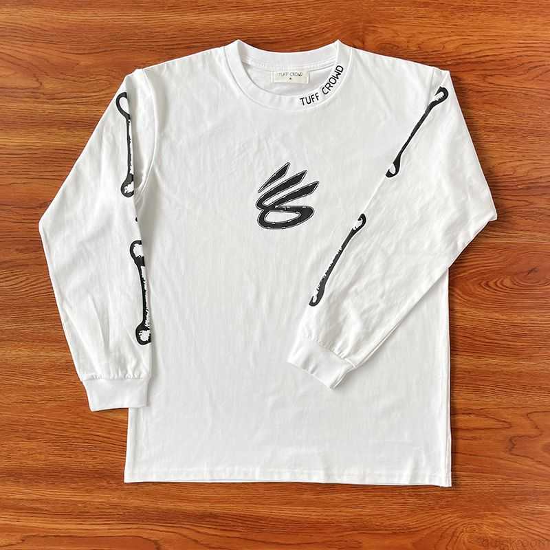 

Designer Fashion Clothing Hip hop Tees TShirts Tuff Crowd Tee High Street Trendy Dog Head Printed Men's and Women's Pure Cotton Long Sleeve T-shirt, White