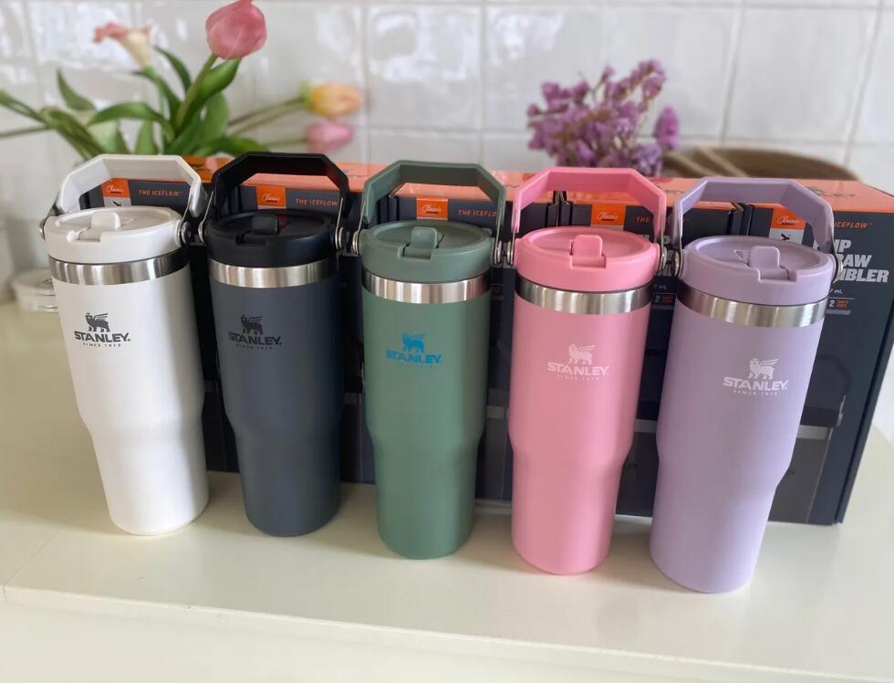 1pc 20oz 30oz Water Bottles Stanley Flip Cups Stainless Steel Tumblers Heat Preservation Outdoor Large Capacity Reusable Leakproof Cup With LOGO-image-756290921