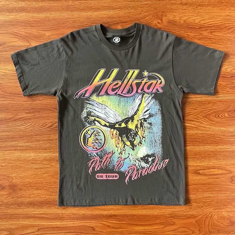 

Designer Fashion Clothing Hip hop Tees TShirts Hellstar Studios Metal Angel Tee 08tour Ins Same Trendy Short Sleeve T-shirt, Gray