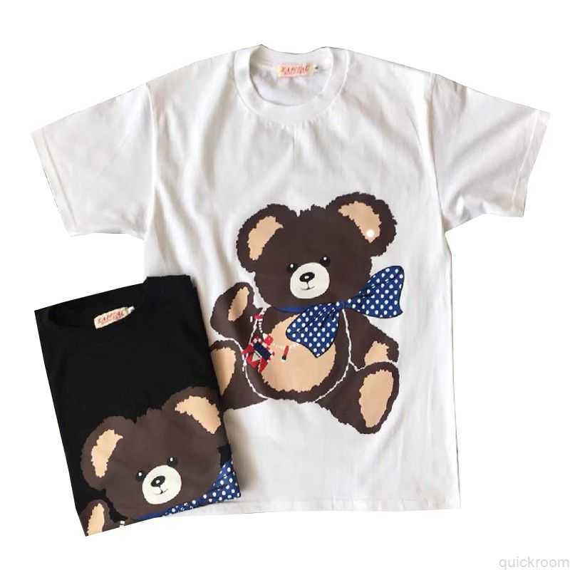 

Designer Fashion Clothing Hip hop Tees TShirts Kapital Kountry Teddy Smiley Bow Bear Print Same Short Sleeve T-shirt, Black