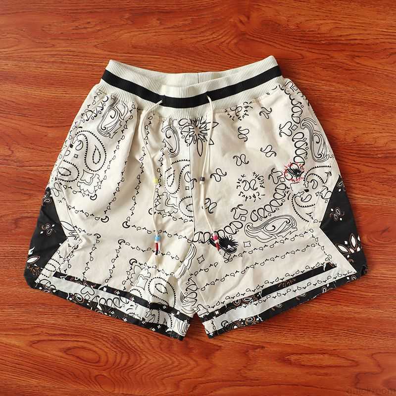

Designer Short Fashion Casual Clothing Travis Scotts Cactus Jack Cashew Flower Full Print Drawstring Sports Shorts Quarter Shorts, Apricot