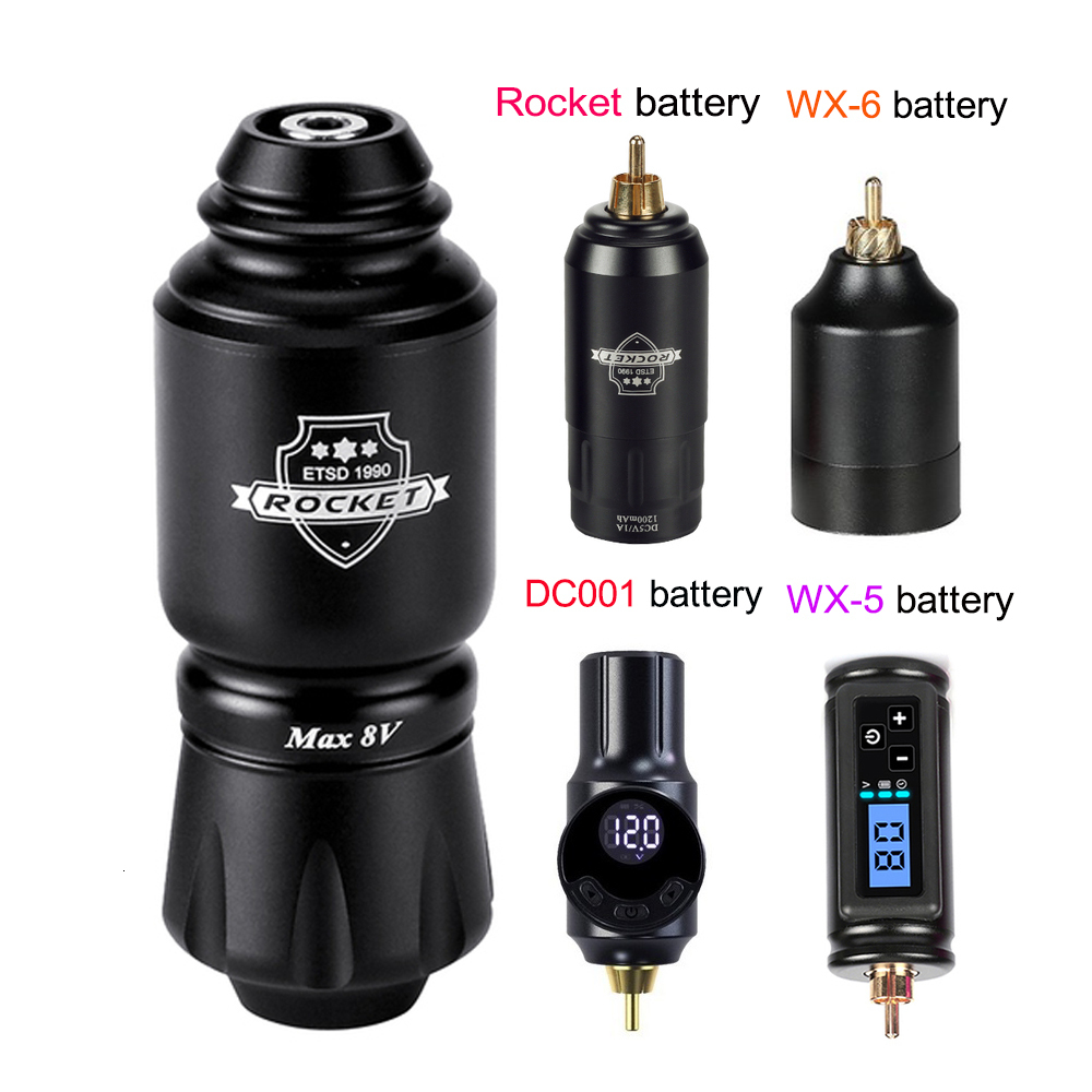 Tattoo Machine Tattoo machine kit complete rotating rocket mini tattoo pen with RCA interface wireless tattoo power supply for tattoo Body art 23072