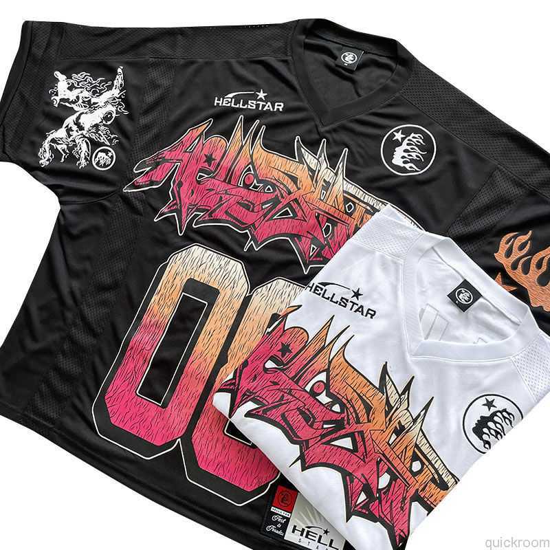 

Designer Fashion Clothing Hip hop Tees TShirts Hellstar Studios Jersey Tee Mesh Panel Short Sleeve Jersey T-shirt, White