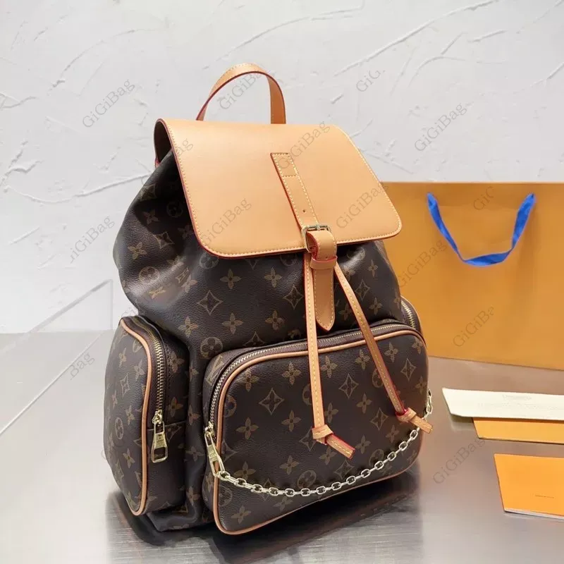 Hot Designer Bags Women's Fashion Backpack Men's Travel Backpack Classic Printed Canvas Leather Gold Chain Shoulder Clamshell Schoolbag Ha