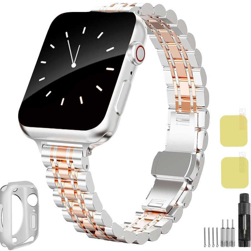 Slim Watch Band Compatible With Apple Watch Band 41mm 44mm 45mm 42mm 40mm 38mm Stainless Steel IWatch Bands For Apple Watch Series 8 7 6 5 4 3 2-image-888902940