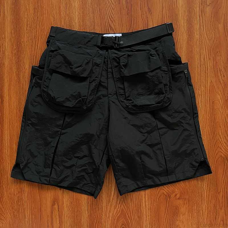 

Designer Short Fashion Casual Clothing Whoisjacov Cargo Shorts High Street Multi Pocket Belt Work Suit Pants Performance Sports Shorts, Black