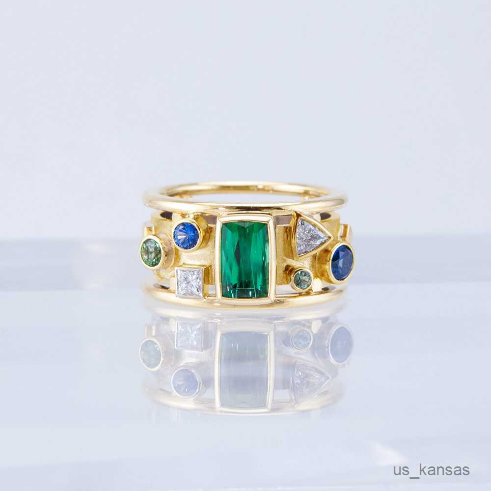 Band Rings Luxury Retro Women Geometric Finger Ring Vintage Party Accessories Green/Blue/White Zircon Stones Female Jewelry New Ring R230725-image-888970017