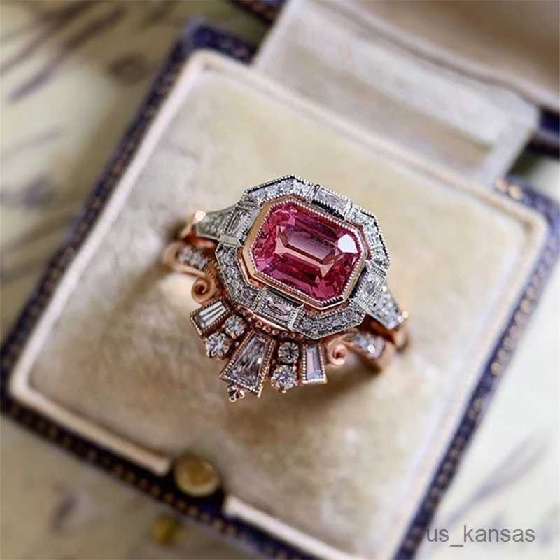 Band Rings Design Set Rings for Women Luxury Inlaid Red/White Romantic Female Wedding Party Rings Jewelry R230725-image-888975325