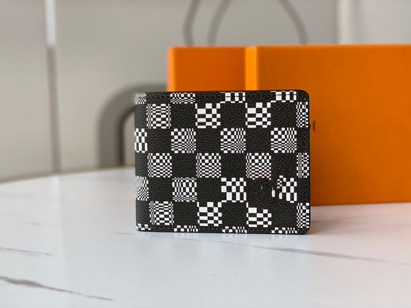 Luxury Bags Men Multiple Wallet Classic Brand Card Holders Black and White Checkerboard Patterned Short Wallet Designer Brand Mosaic Grid Man Clu-image-889016493