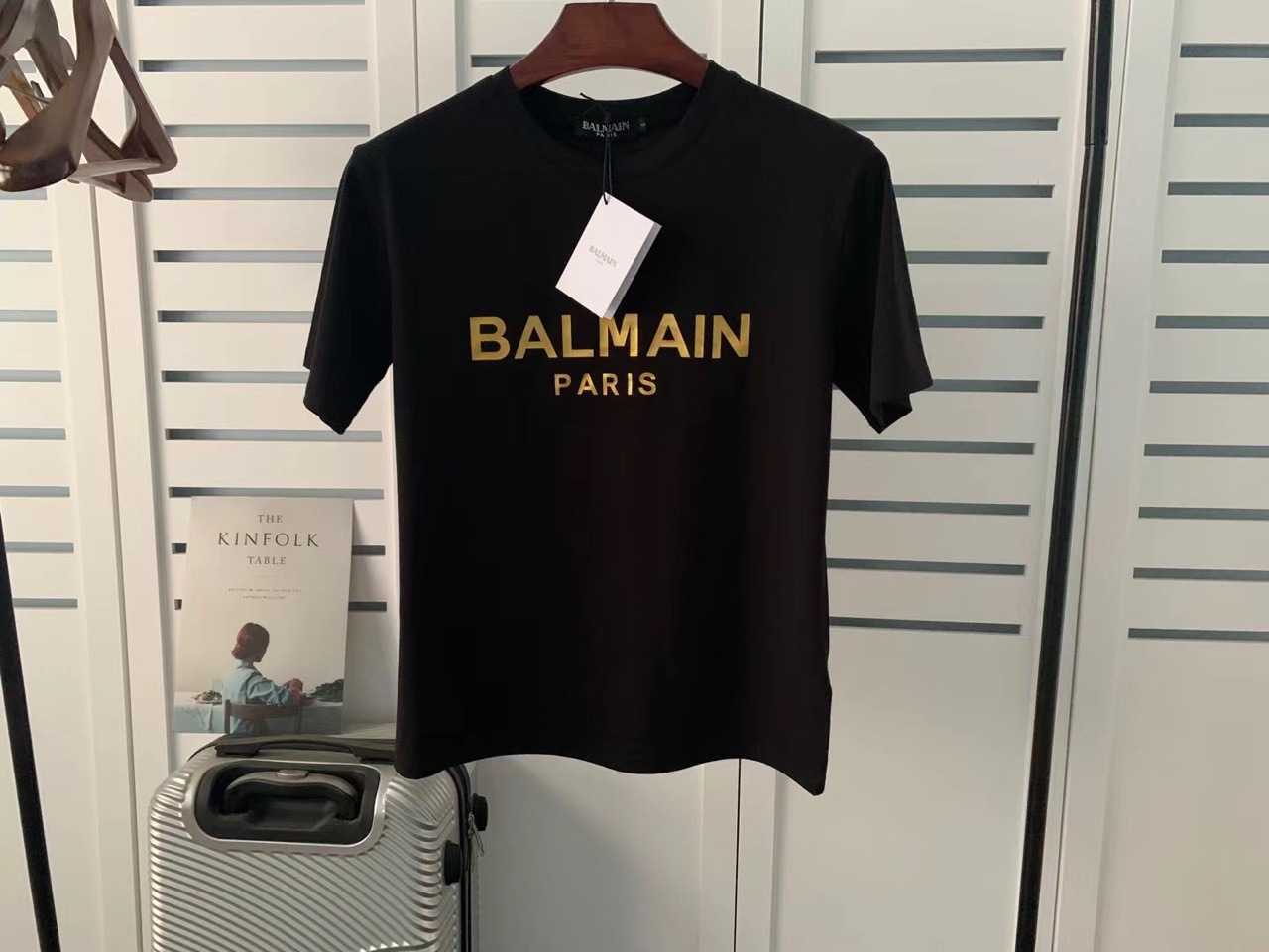 Balman Designer Tide T Shirts Short Sleeve Gilded Letter shirt Cotton Loose Pullover T-shirt-image-889263608