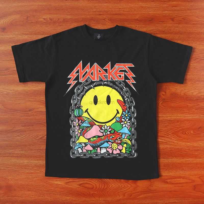 

Designer Fashion Clothing Hip hop Tees TShirts Summer New Smiley Iron Market T-shirt Smiling Face Cotton Short Sleeve T-shirt, White