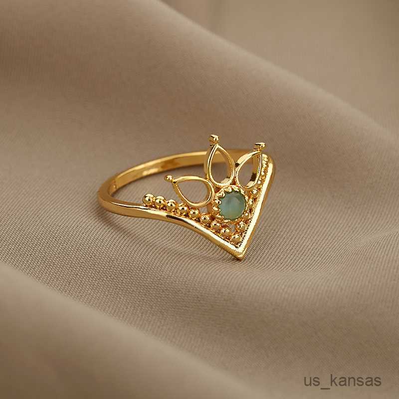 Band Rings Crown Opal Finger Rings For Women Crystal Stone Flower Ring Couples Wedding Handmade Jewelry Gift R230726-image-889260113