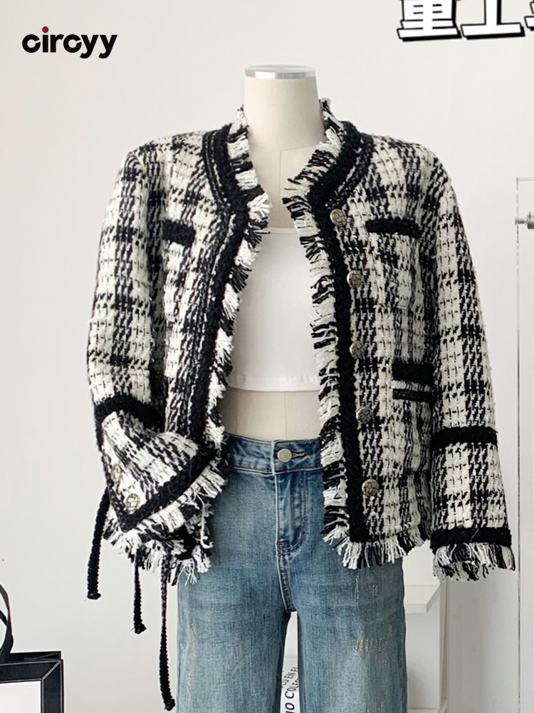 Womens Jackets Circyy for Women Fall Winter Long Sleeve Tassel Single Breasted Panelled Coat Korean Fashion Pockets Loose Jacket 230726