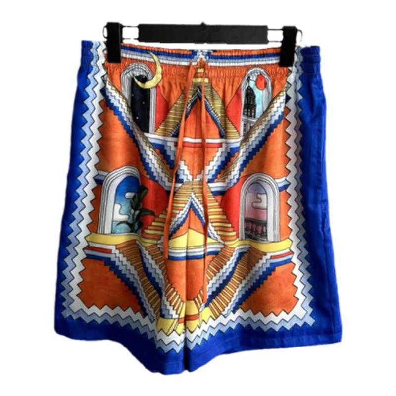 CASABLANCA Mens Designers shorts Staircase Landscape Arch Beach American Loose Drawstring Casual Style Printed Shorts