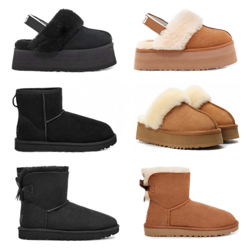 Designer Fluffy Bottes de neige Mini Femmes Hiver Australie Plate-forme Ug Boot Fourrure Pantoufle Cheville Laine Chaussures En Peau De Mouton En Cuir Véritable Classique