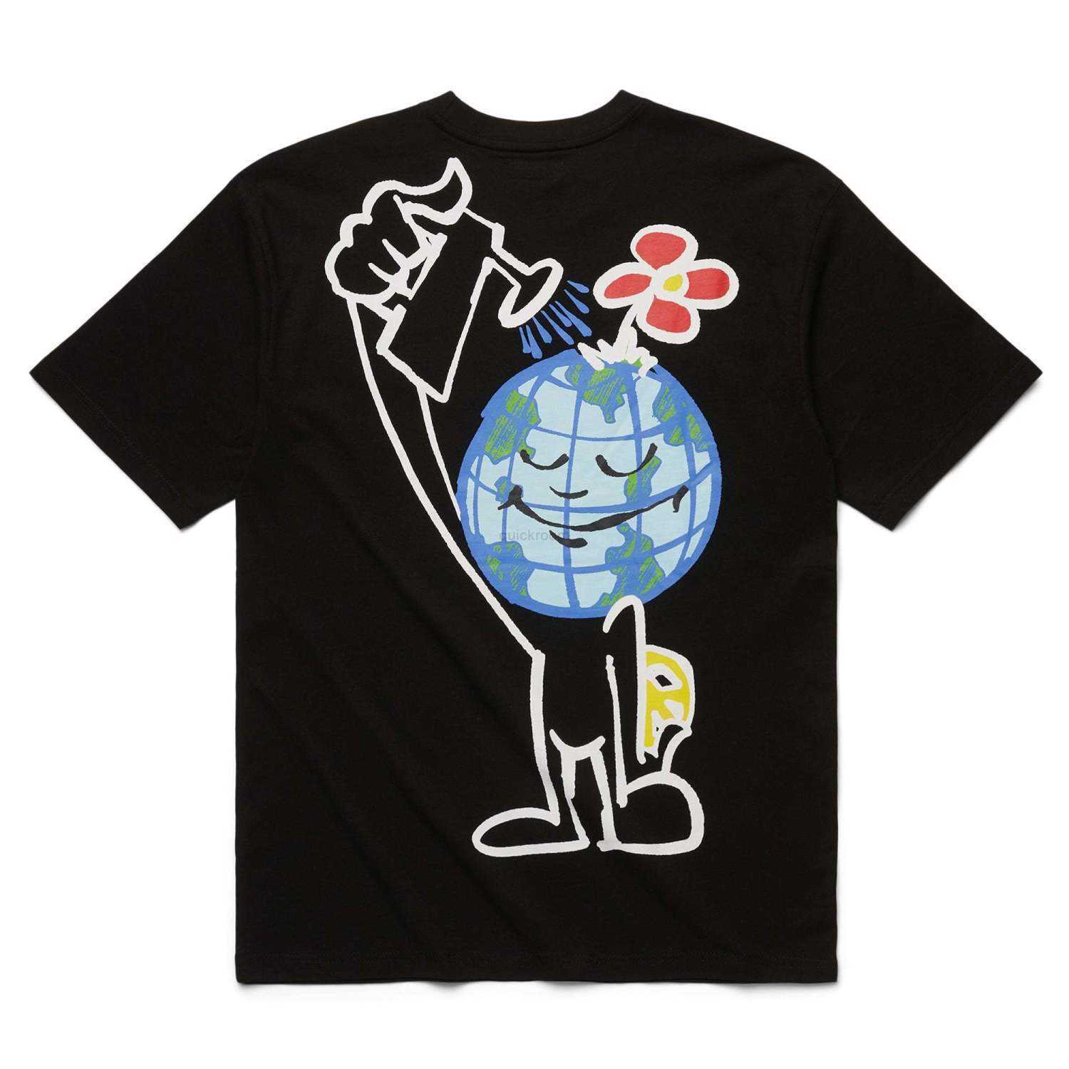 

Designer Fashion Clothing Hip hop Tees TShirts New Market Nuture Yourself T-shirt Earth Watered Printed Cotton T-shirt, Black