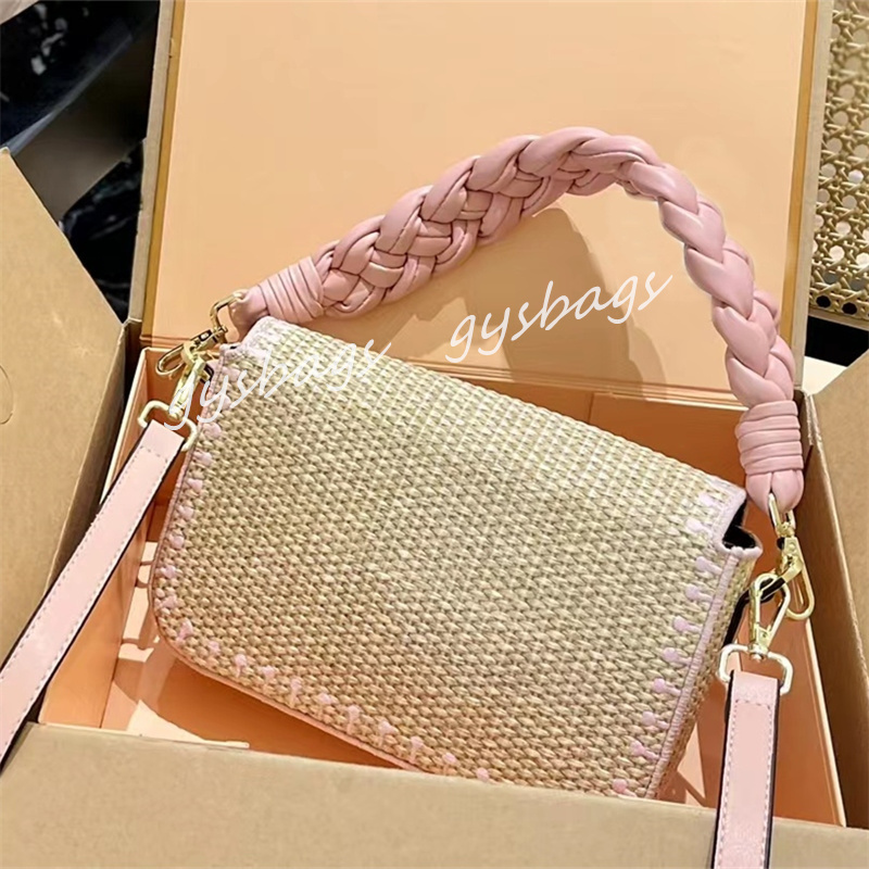 2023 Straw Baguette Beach Bags woman handbag designer chain bag crossbody bag luxury baguettes purses Small & Mini Twist Handle TOP-image-889267072