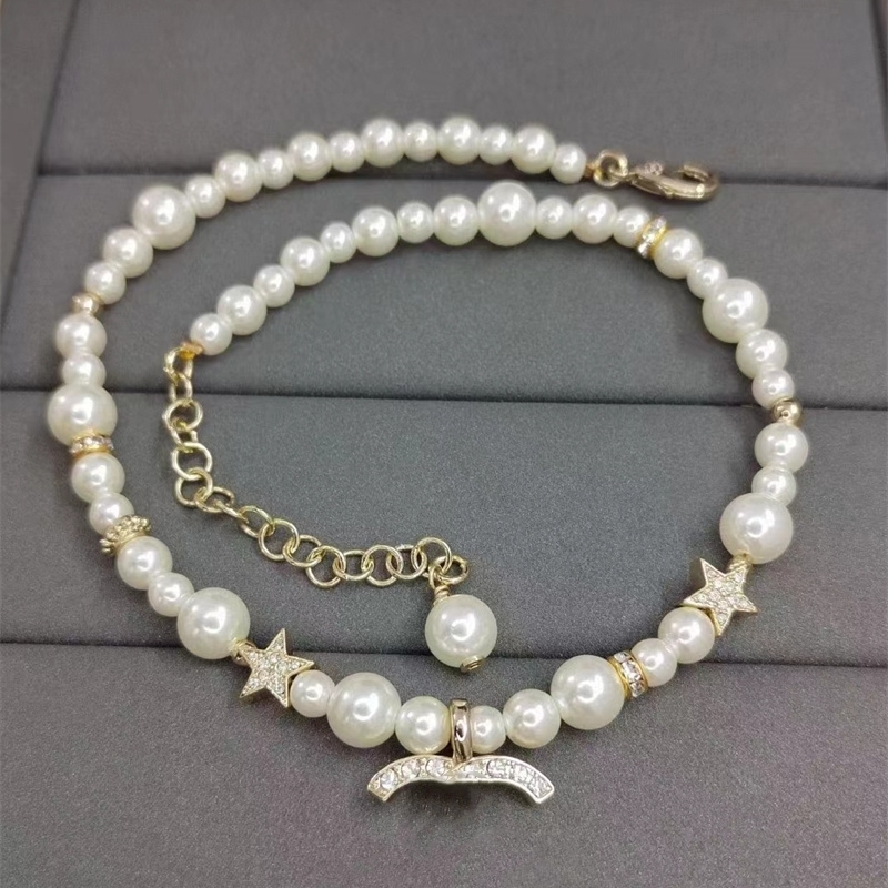 Fashion Designer Brand C Letters Pendant Necklaces Luxury Womens Golden Chain Geometric 18K Gold Plated Pearl Necklace Chain Wedding Party Jewelr-image-889267011