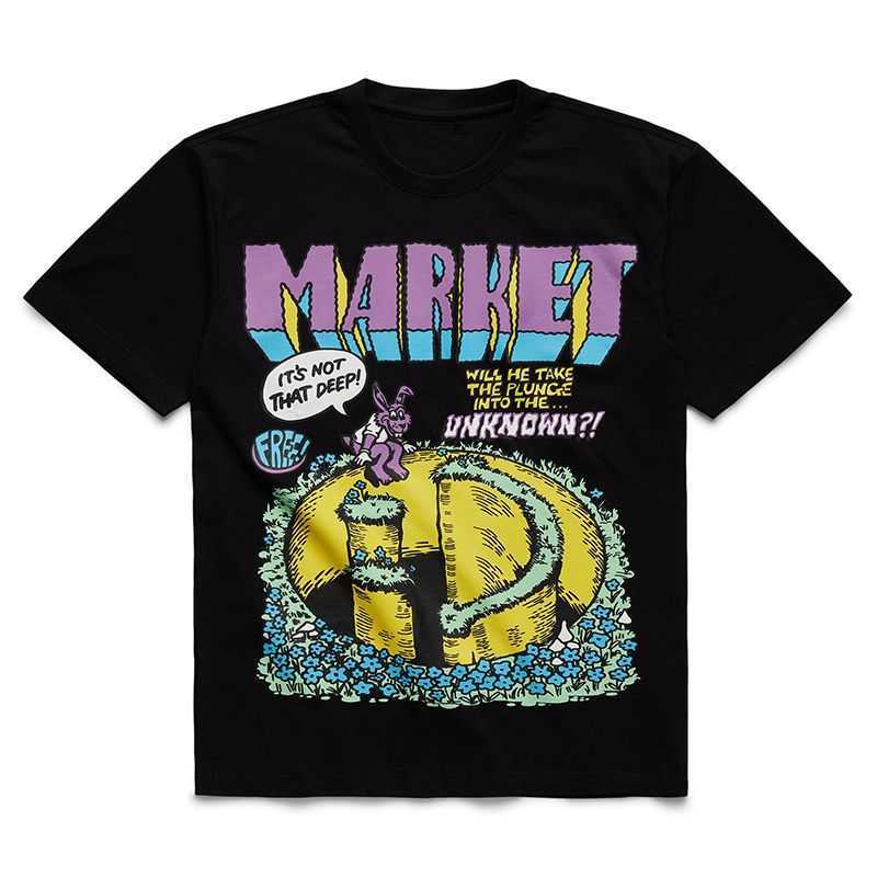 

Designer Fashion Clothing Hip hop Tees TShirts Summer New Smiley Into the Unknown T-shit Cotton Short Sleeve T-shirt, Black