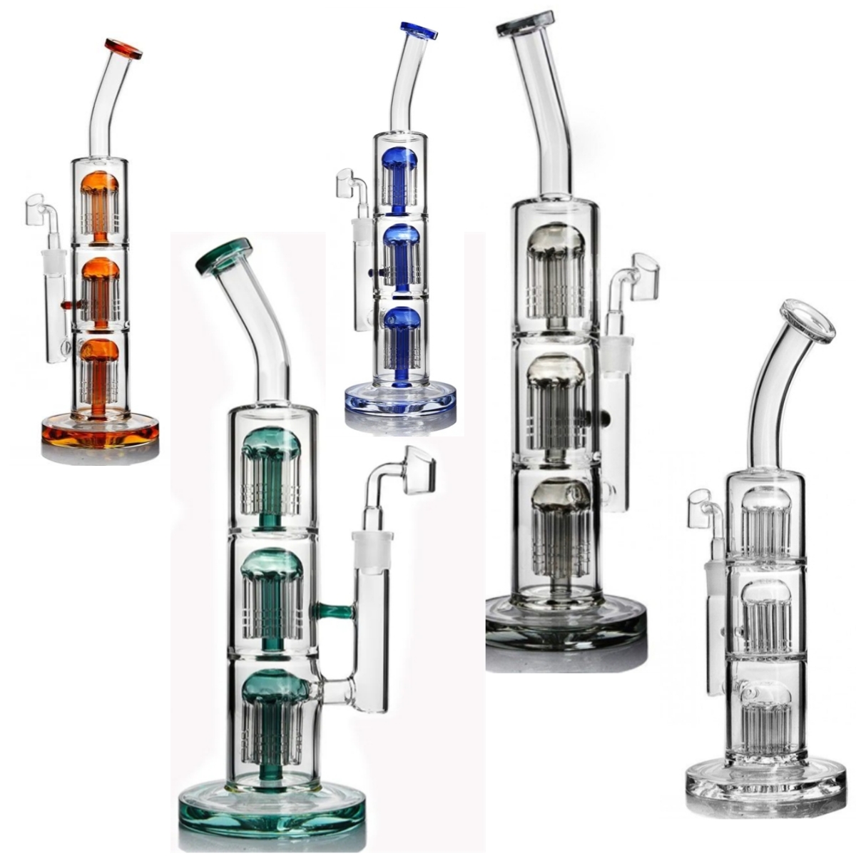hookahs 12.9 inchs tall bong Arm tree perc smoking accessories glass water bongs heady glass pipes hookahs dab rigs with 14mm bowl-image-403384758