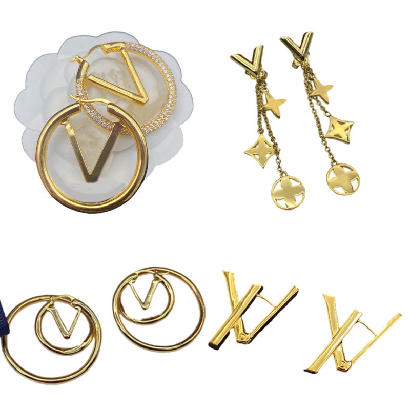 Fashion Gold Hoop Earrings for Lady Party Wedding Lovers Gift Engagement Jewelry for Bride Stud-image-889198041