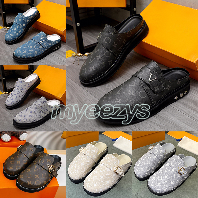 Designers confort sandales en cuir hommes femmes tongs mode casual noir blanc marron bleu imprimé pantoufle de luxe taille 35-45