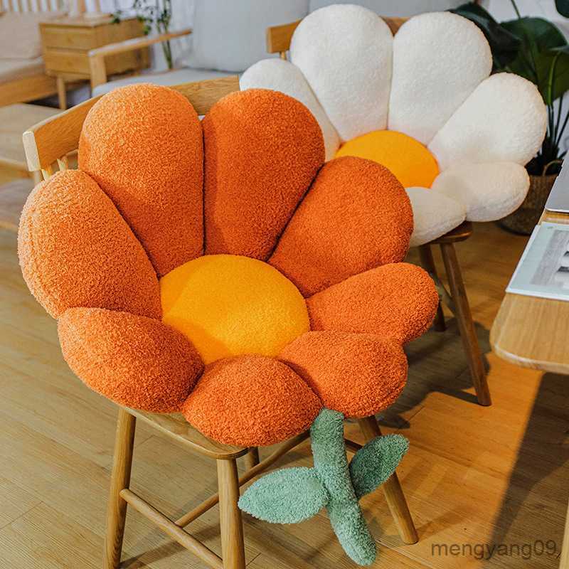 Cushion/Decorative Ins Flower Office Chair Lumbar Back Cushion Cute Plush Sofa Throw s Soft Elastic Decor Cushions Winter Oreiller L260524-image-889576138