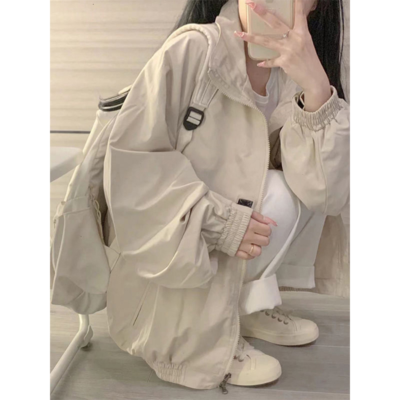 Womens Jackets MEXZT Harajuku Women Oversized Basic Coats Bf Streetwear Korean Spring Autumn Loose Casual All Match Outwear Tops 230726